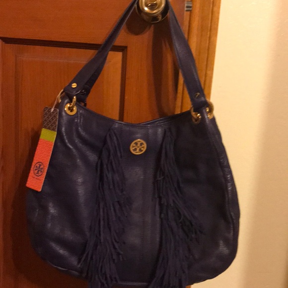 Tory Burch Handbags - Tory Burch purple shoulder bag with fringe NWT